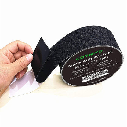 COSIMIXO 8" x 35Ft Heavy Duty Anti Slip Tape,Best 80grit Friction,Grip,Abrasive for Stairs Outdoor/Indoor,Skateboard Grip Tape Safety Non Skid Tread Staircases Anti-Slip Traction Tape Black
