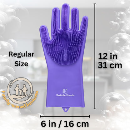 Dog Washing Gloves with Bristle Scrubbers, Reusable Silicone Gloves Ideal for Pet Bathing, Massaging & Grooming (Gray)