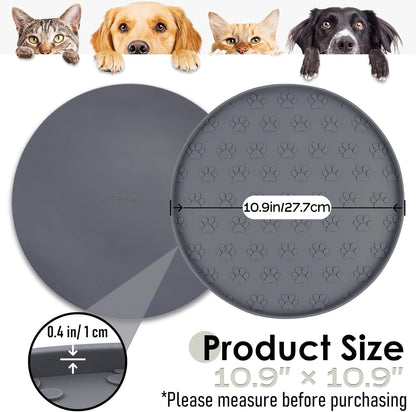 Pet Feeding Mats for Food and Water, Waterproof Anti-Slip Placemats for Dog Cat Bowl, 1 Pack Silicone Pet Food Mat, Dishwasher Safe 10.9 × 10.9 (1 Pack, Black)