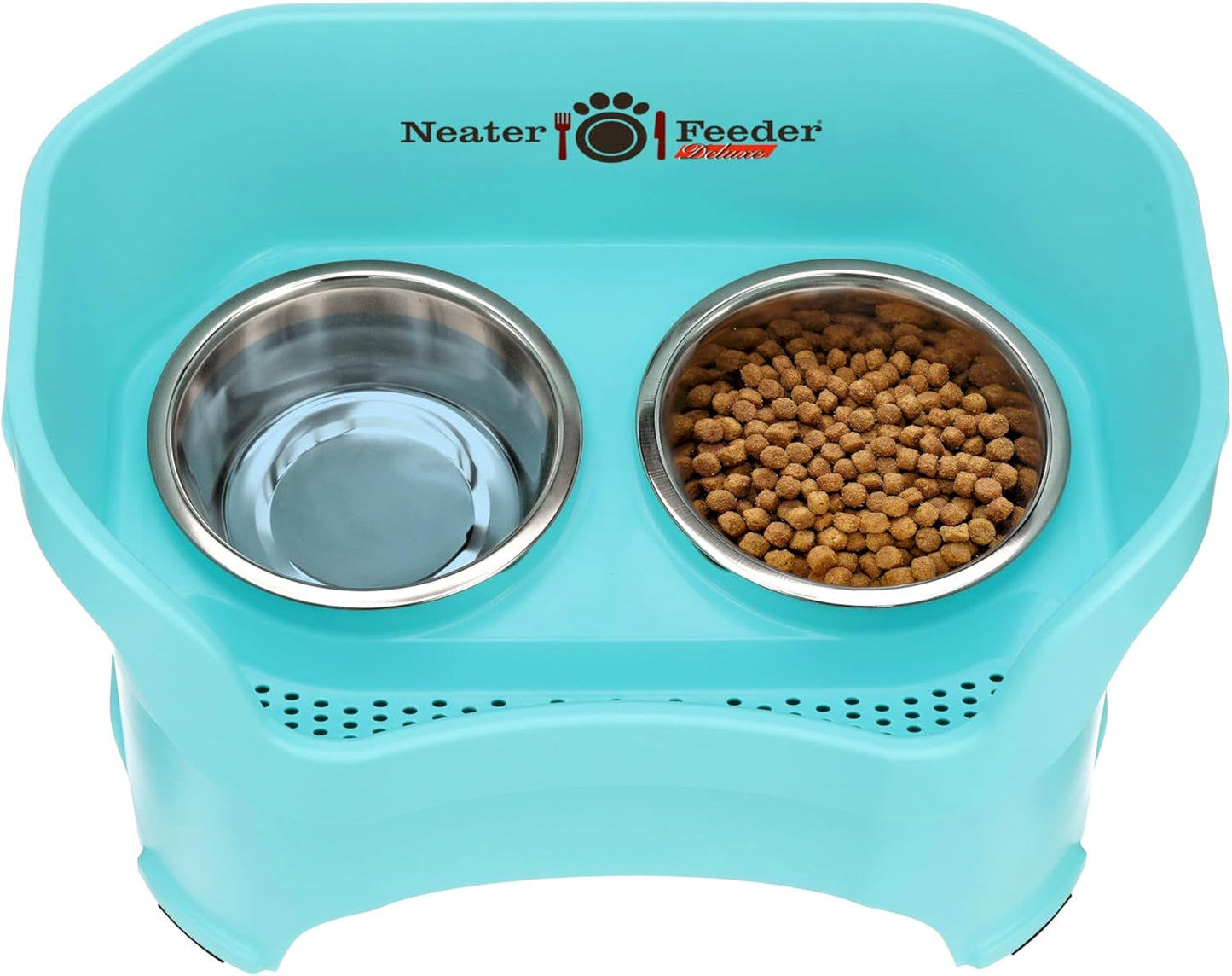 Neater Pet Brands Neater Feeder Deluxe Mess Proof Dog Bowls Elevated for Large Dogs Over 40 lbs, Made in USA, No Spill Raised Dog Food Bowl Stand Feeding Station, Food and Water Bowl Set, Black