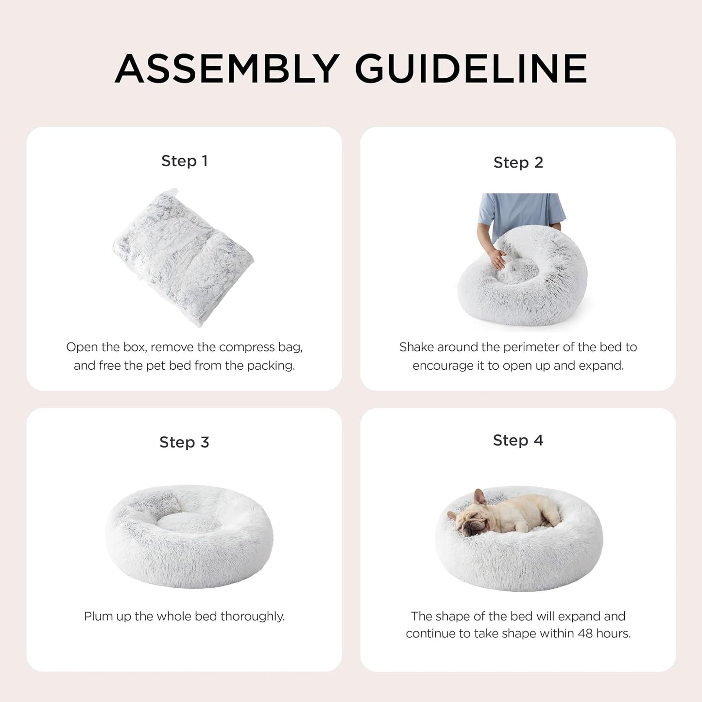 Bedsure Calming Dog Bed Medium Size Dog - Donut Washable Medium Pet Bed, 30 inches Anti-Slip Round Fluffy Plush Faux Fur Cat Bed, Fits up to 45 lbs Pets, Camel