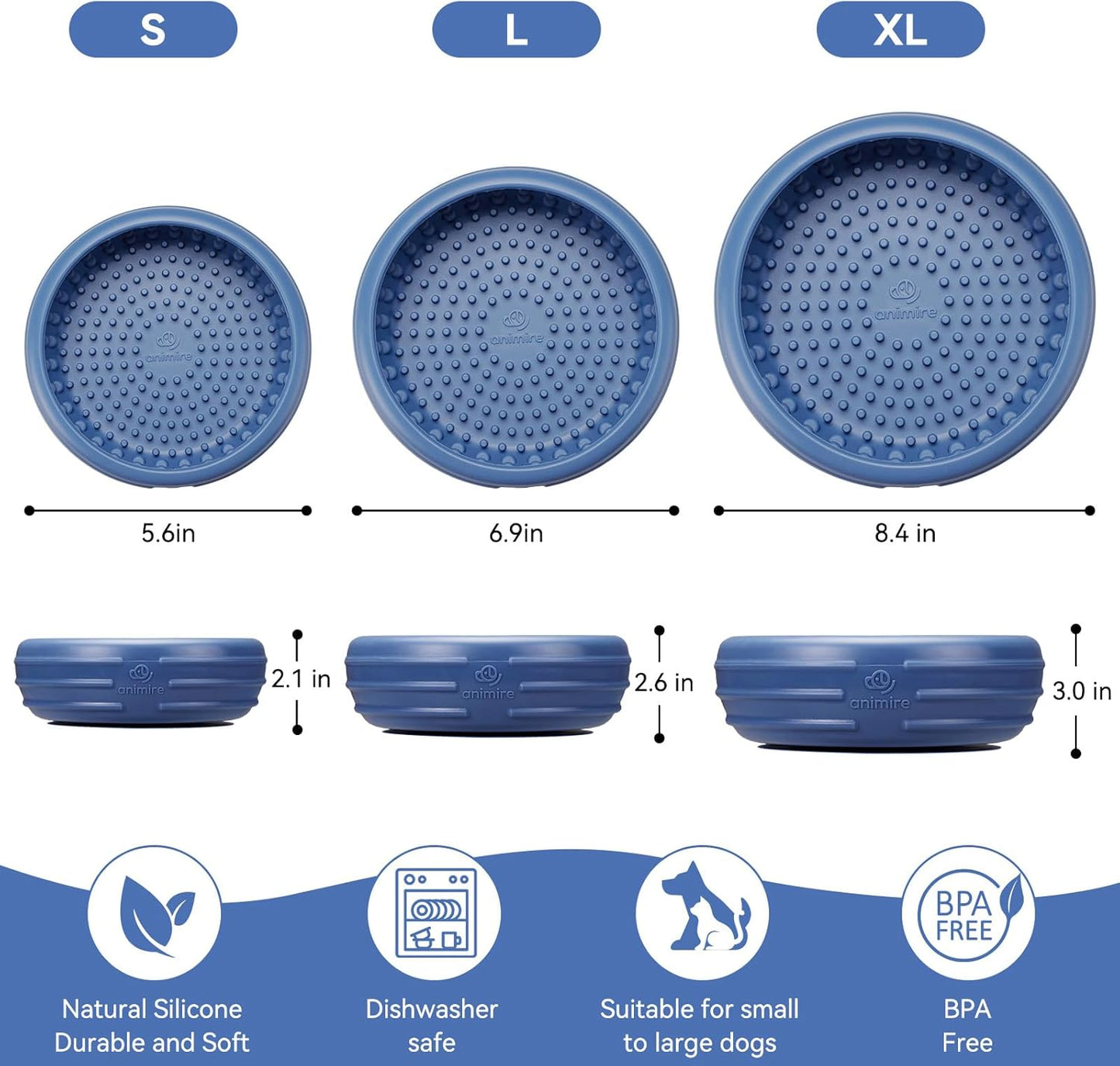Dog Lick Bowl, Animire Freeze Lick Mat for Dogs, Non-Slip Slow Feeder Licking Bowl Enrichment Treat for Distraction Anxiety Relief, Food Grade Silicone, Dishwasher Safe(Pastel Purple,S)