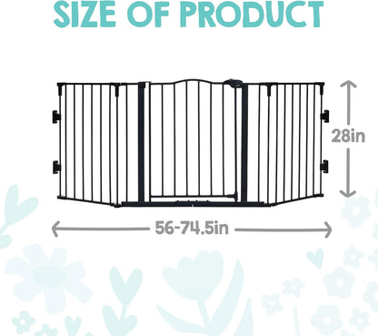 Regalo Safety 28"-76” Super Wide Configurable Baby Gate for Doorways & Open Spaces, 3-Panel Wall Mounted Safety Gate with Door for Babies, Toddlers & Pets, Includes Wall Mount Hardware