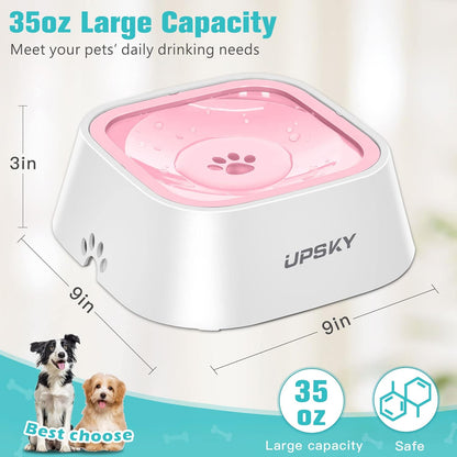 UPSKY No-Spill Pet Water Bowl, Slow Water Feeder, No-Slip Pet Water Dispenser 35oz Feeder Bowl for Dogs and Cats