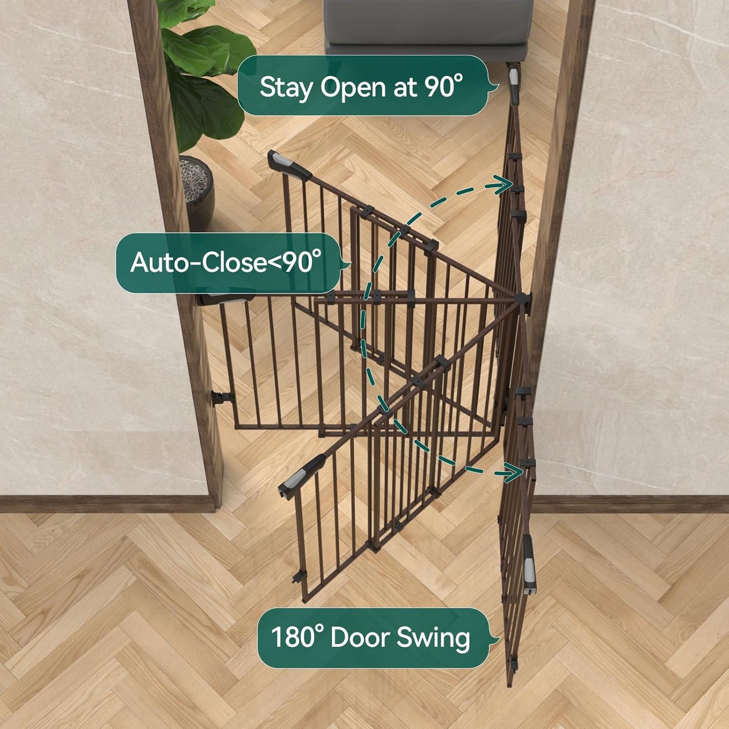Babelio Baby Gate for Stairs, Kitchen & Doorways, 26-43" W 28" H No Bottom Bar| Easy Installation| One-Handed Operation| Auto-Close| Hardware Mount (Drill Needed) Safety Dog/Pet Gate Indoor (White)