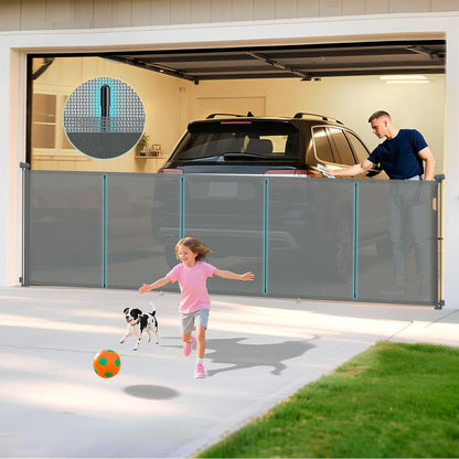160 Inch Retractable Baby Gates Extra Wide, 42 Inch Extra Tall Retractable Gate, 13 FT Reinforced Retractable Dog Gate with Reinforcement Rod to Prevent Crawling Through, for Doorways, Stairs, Hallway