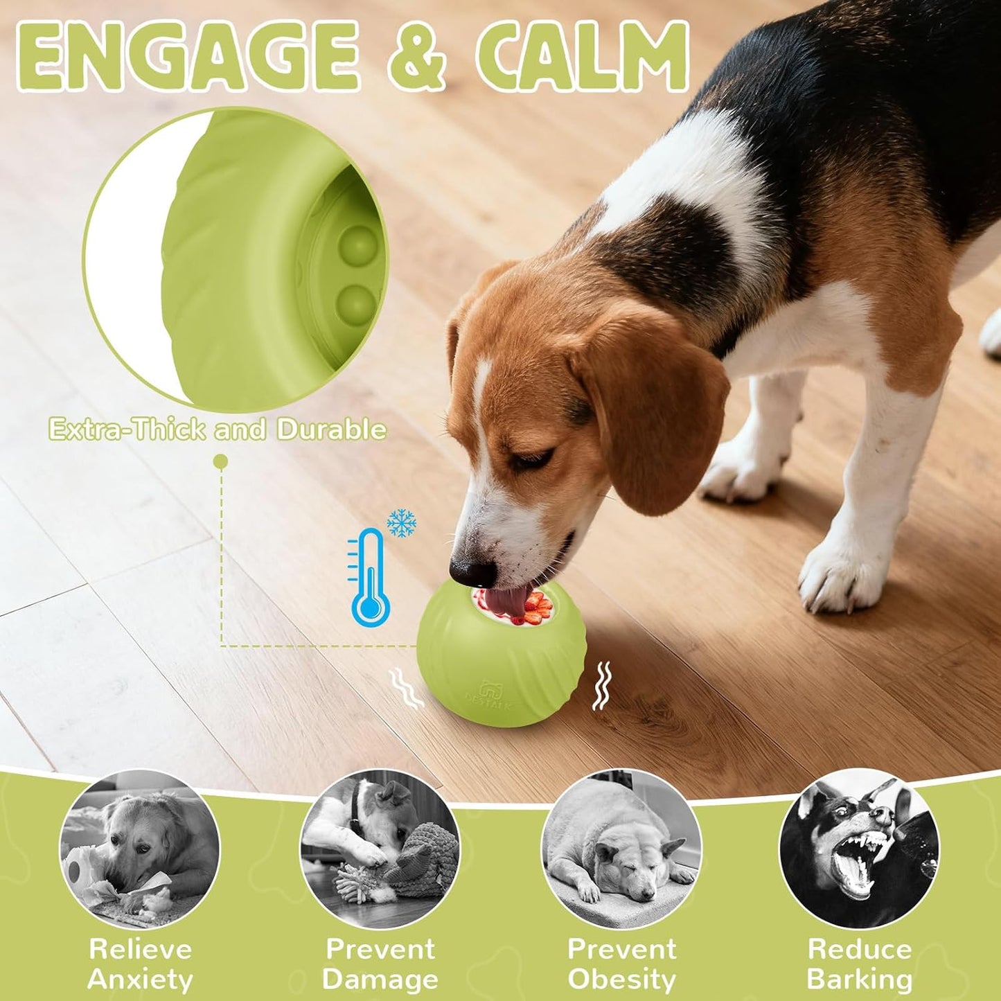 Long-Lasting Dog Lick Toy, Wobbly Dog Enrichment Lick Bowl to Keep Dogs Busy, Interactive Stuffable Dog Treat Feeder for Boredom, Silicone Treat Dispensing Chew Toy(Dark Blue,S)