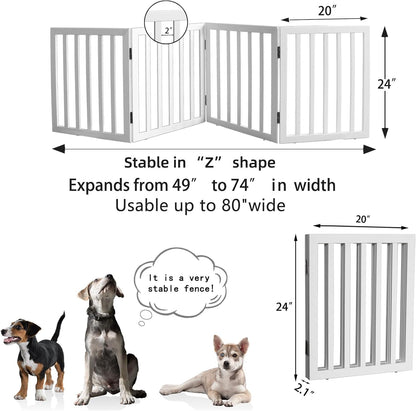 ZJSF Freestanding Indoor Dog Gate for House Foldable Wood Brown Puppy Gate for Doorways Pet Gate for Stairs Extra Wide Pet Fence 24" Height 2 Panels