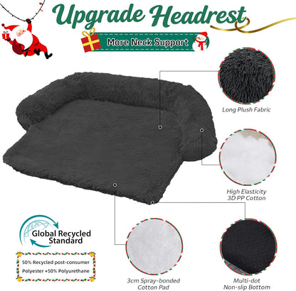 Calming Dog Bed Fluffy Plush Dog Mat for Furniture Protector with Removable Washable Cover for Large Medium Small Dogs and Cats (Large, Light Grey)