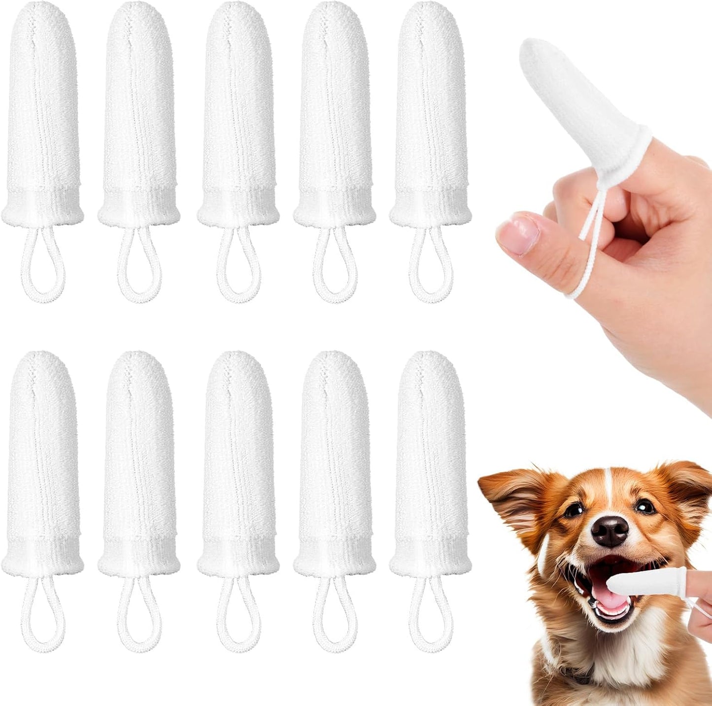 10Pcs Microfiber Soft Dog Tooth Brushing Kit Dog Finger Toothbrush Pet Dental Finger Brush Dogs Cat Teeth Cleaning & Care, Remove Plaque and Tartar