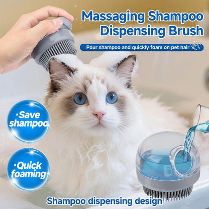 Pet Steam Brush for Dog & Cat - 3-in-1 Steam Grooming Brush for Shedding & Hair Removal - Self Cleaning Spray Comb with Mist for Long Haired Pets - Includes 1*Waterless Shampoo, Blue.