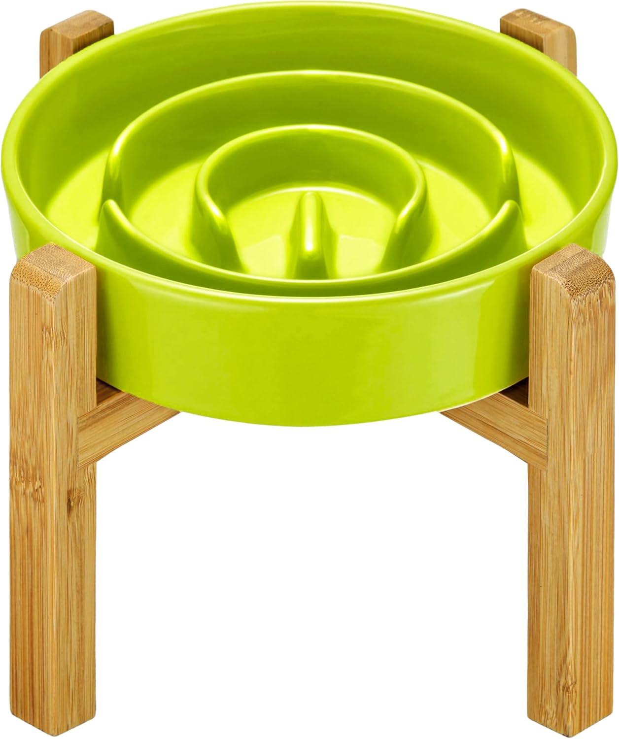 Ceramic Slow Feeder Dog Bowls, 2.0 Cups Slow Feeder for Medium Dogs, Puzzle Maze Bowl to Slow Down Eating, 30oz, 8in, White