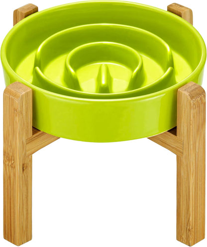 Ceramic Slow Feeder Dog Bowls, 2.0 Cups Slow Feeder for Medium Dogs, Puzzle Maze Bowl to Slow Down Eating, 30oz, 8in, White