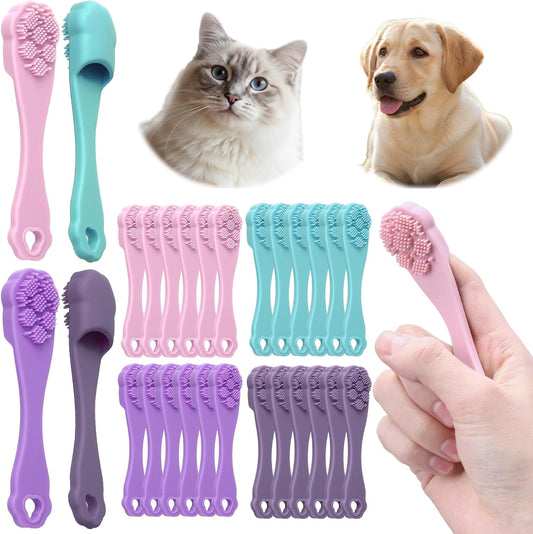 Lineshading 24 Count Silicone Finger Toothbrush for Dogs Cats Soft Bristles Pet Tooth Brushing Kit Gentle Dental Care Kits Teeth Cleaning Supplies Bulk for Large and Small Dogs Cats Puppy