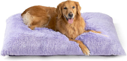 EHEYCIGA Fluffy Dog Crate Bed for Medium Dogs, Plush Faux Fur Crate Pad, Calming Anti Anxiety Medium Dog Bed, Washable Soft Warm Crate Mat with Non-Slip Bottom