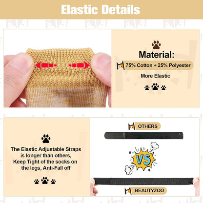 BEAUTYZOO Anti-Slip Dog Socks,Dog Shoes for Hot/Cold Pavement,Paw Protectors with Grips 3 Pairs for Puppy Small Medium Large Senior Old Dogs,Dog Socks to Prevent Licking and Hardwood Floor Protection