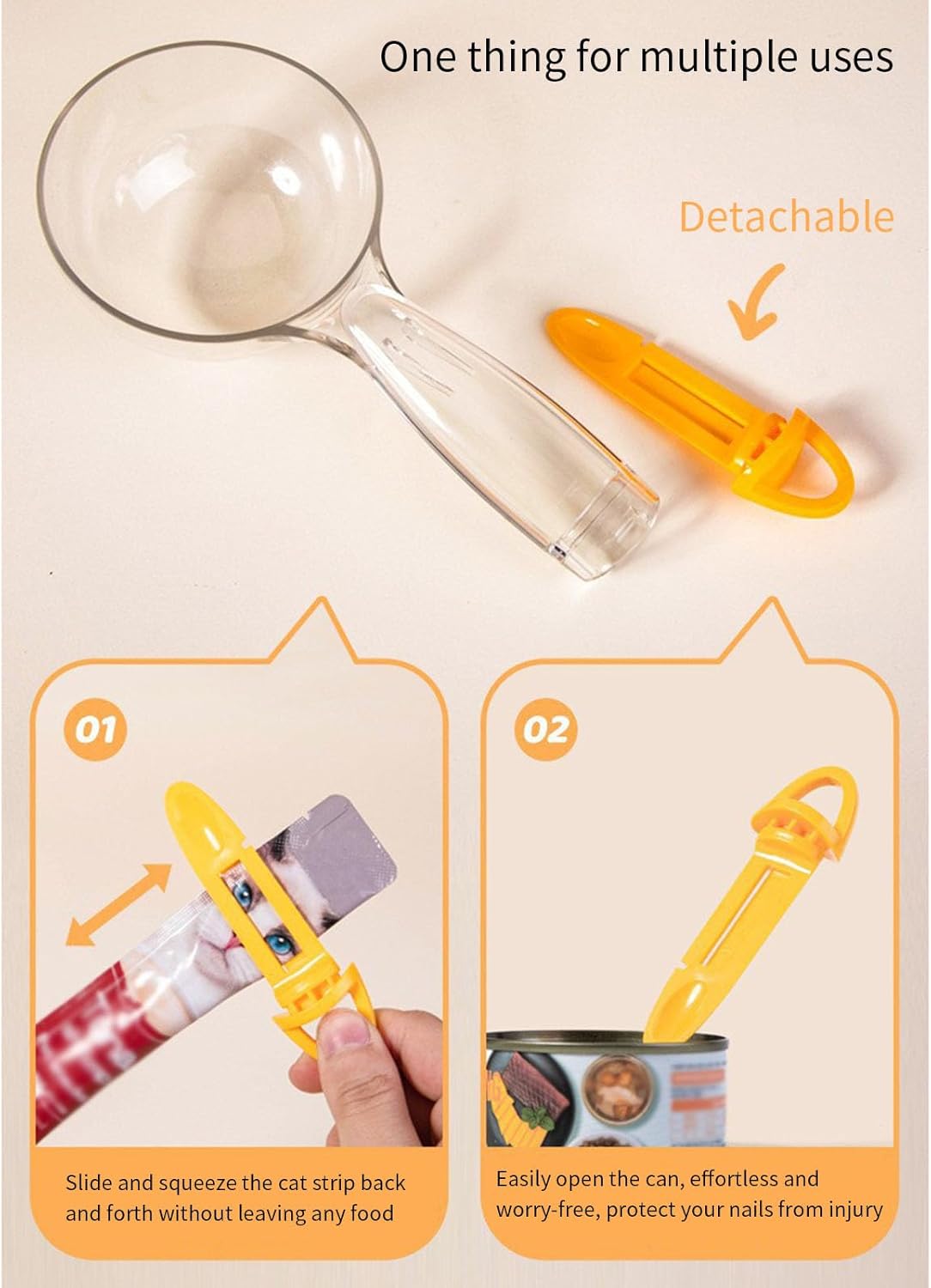 Peiiwdc Pet Food Scoops and Sealing Clip with Ergonomic Nonslip Handle for Dry Kibble Storage Cats and Dog Food Measuring Scoops