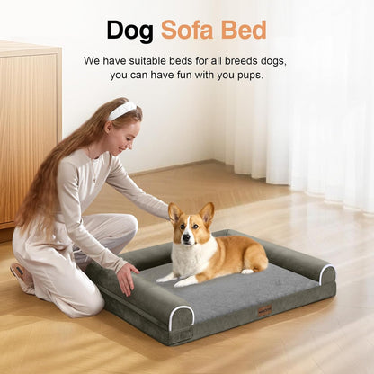 Large Dog Bed Orthopedic Washable: Beds Bolster XL Bed Large Big Dogs Memory Foam Couch Sofa Waterproof with Removable Cover