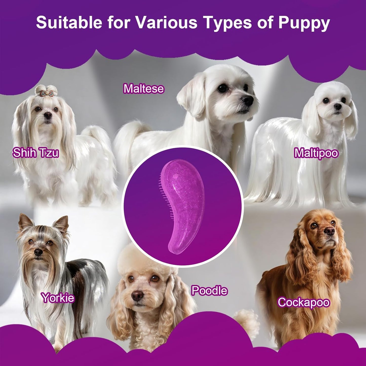 Small Dog Brush- Grooming Tool for Teddy, Yorkies, Maltese, Shih Tzu, Chihuahua - Puppy Hair Brush (Blue)