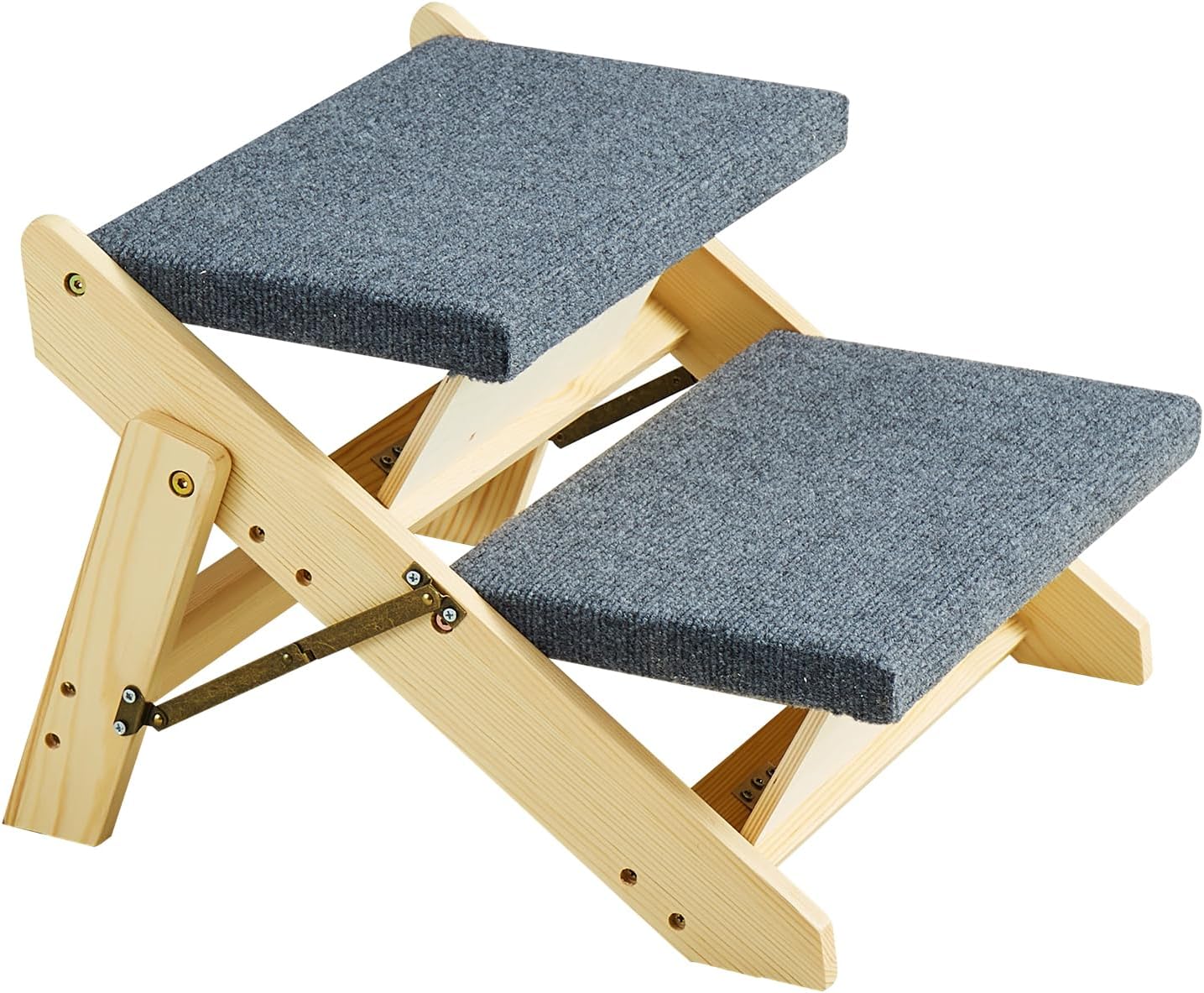 VEVOR Wood Pet Stairs, 2-Step Dog Stairs for Beds, Sofa & Cars, 110lbs Load Capacity, Floded Flat Design, Stable & Sturdy Cat & Dog Step Ladder for Small Medium Large Older Pet Puppy Essentials
