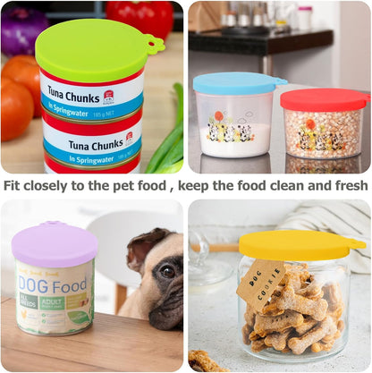 5 Pack Pet Food Can Covers Universal Can Lids Safe/Silicone Dog&Cat Food Can Lid Covers