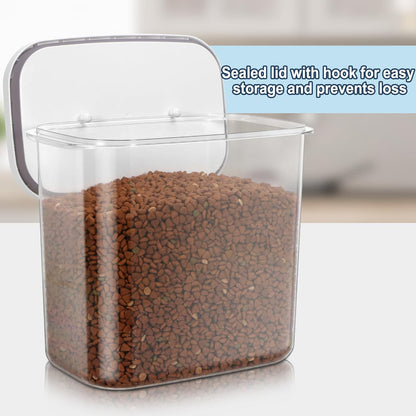 6 lbs Airtight Dog Cat Food Storage Container and Dog Treat Containers BPA-Free, PET Clear Stackable Pet Storage Bin, 1-Cup Scoop, 1-Sponge cleaning brush, Pop Top, With handle, Easy Mobility-Medium