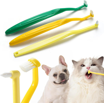 E.M&S.T by Emmeliestella Small Dog & Cat Toothbrush Horizontal Head, Cat Dental Care, Dog Tooth Brush, Oral Hygiene, Easy Handle, Deep Clean, Soft Bristles, Multi-Angle, Pointed Toothbrush, 3PCS