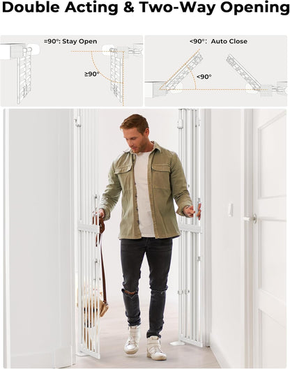 Extra Tall Cate Gate for Doorway: Pressure Mount 74.8"-90.5" Tall Cat Gate for Pets in Extra 30.3"-47.2" Width No Wall Drilling No Toddler for Indoor Stairs Hallway Room Safety Barrier