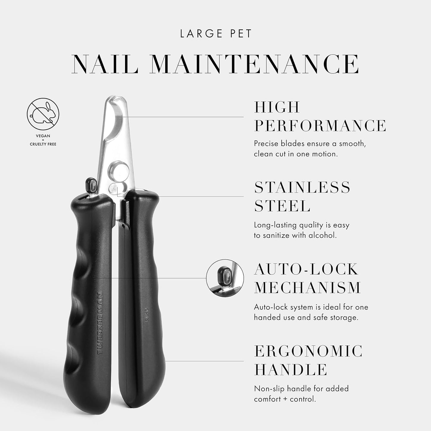 Tweezerman Small Nail Clippers for Dogs & Cats, Manual Professional Dog & Cat Nail Trimmer with Ergonomic Handle