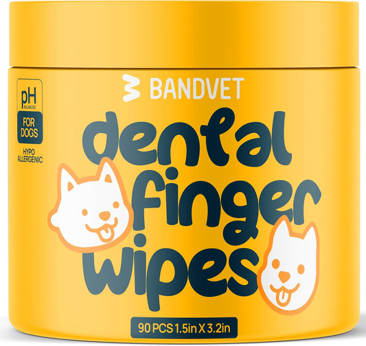 Pack of 90 Dog Teeth Cleaning Wipes - No-Rinse Dog Toothbrush & Effective Dog Dental Wipes (1.5 x 3.15 in)