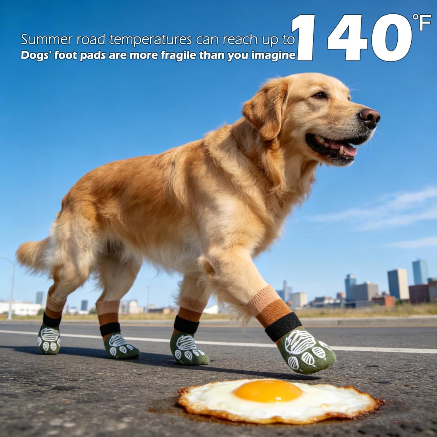EXPAWLORER Anti Slip Dog Socks to Prevent Licking Paws, Dog Shoes for Hot Pavement Walk, Dog Booties for Hardwood Floors, Dog Boots & Paw Protectors with Grippers for Small Medium Large Senior Dogs M