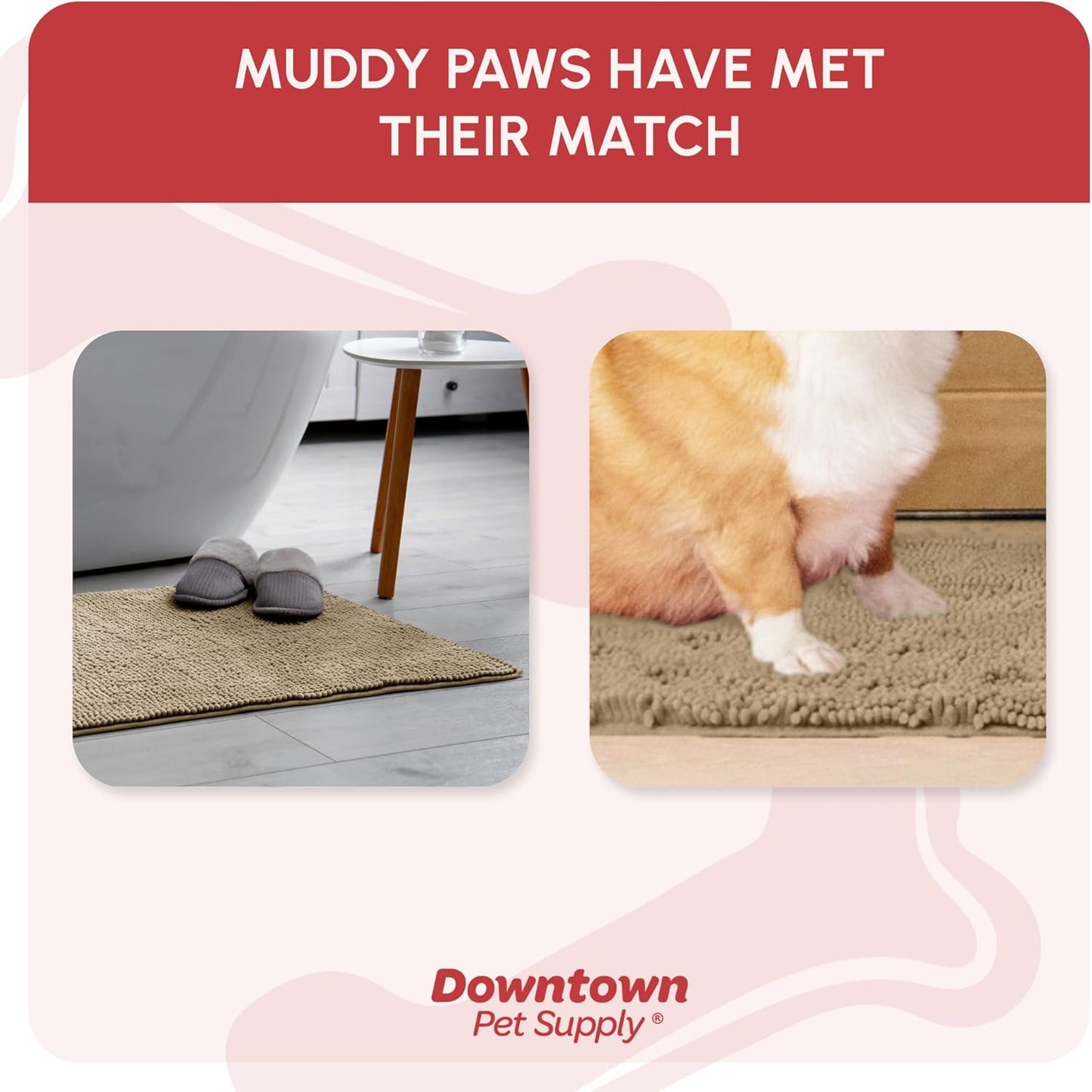 My Doggy Place Dog Mud Mat, 36"x26" Ash – Thick Microfiber Entry Rug for Snow, Mud & Salt – Absorbent, Quick-Dry, Washer-Safe & Non-Slip, Large