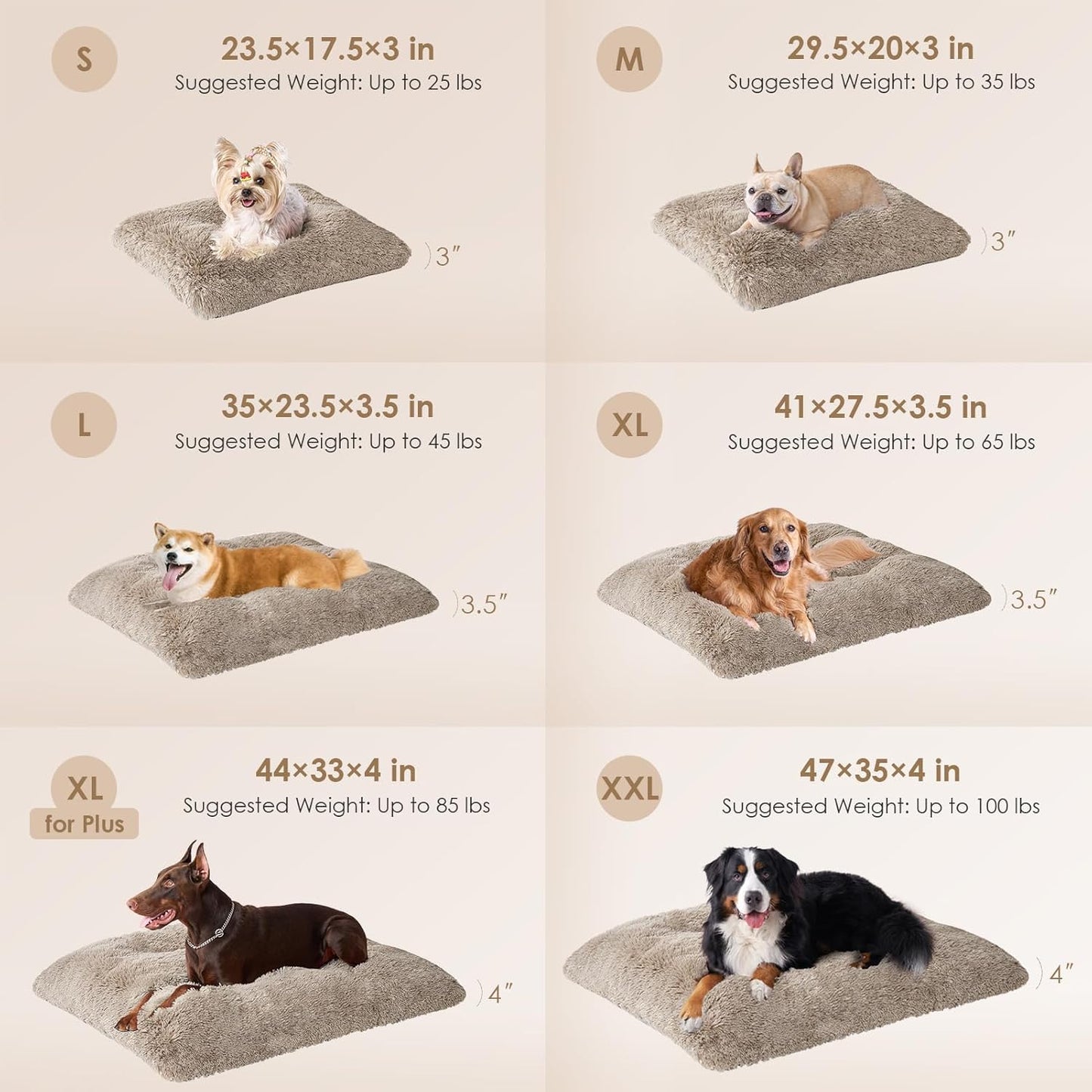 EHEYCIGA Fluffy Dog Crate Bed for Medium Dogs, Plush Faux Fur Crate Pad, Calming Anti Anxiety Medium Dog Bed, Washable Soft Warm Crate Mat with Non-Slip Bottom