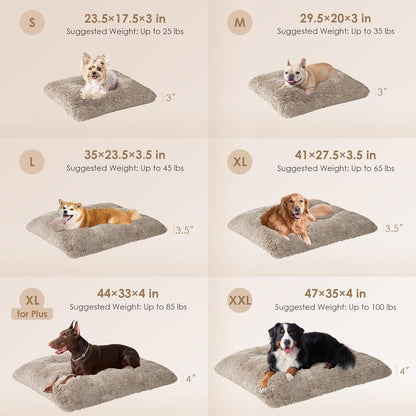 EHEYCIGA Fluffy Dog Crate Bed for Medium Dogs, Plush Faux Fur Crate Pad, Calming Anti Anxiety Medium Dog Bed, Washable Soft Warm Crate Mat with Non-Slip Bottom