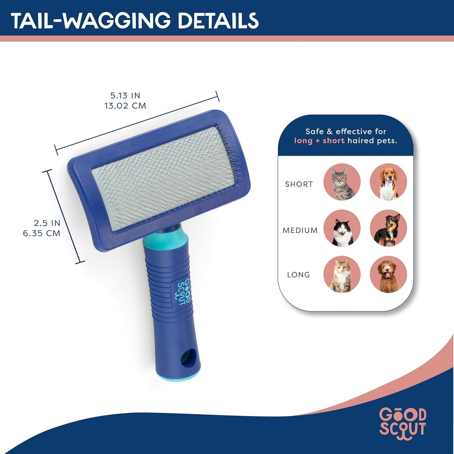 Good Scout 2-Piece Deshedding Tool Set with Self-Cleaning Slicker Brush & Dual-Head for Dogs & Cats, Gentle, Safe & Effective Grooming Tool for Short or Long Haired Animals