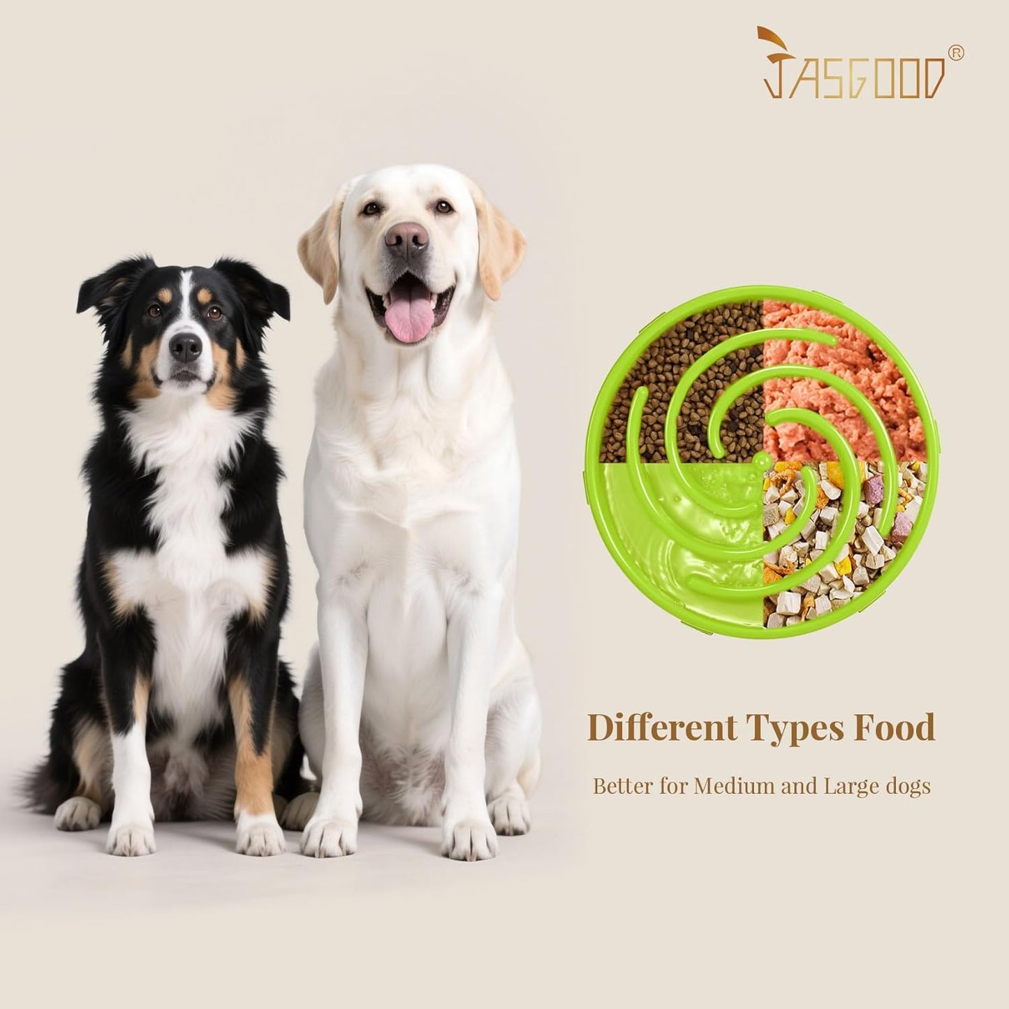 JASGOOD Slow Feeder Dogs Bowl for Large Medium Dogs,Anti-Gulping Pet Slower Food Feeding Bowls Stop Bloat,Preventing Choking