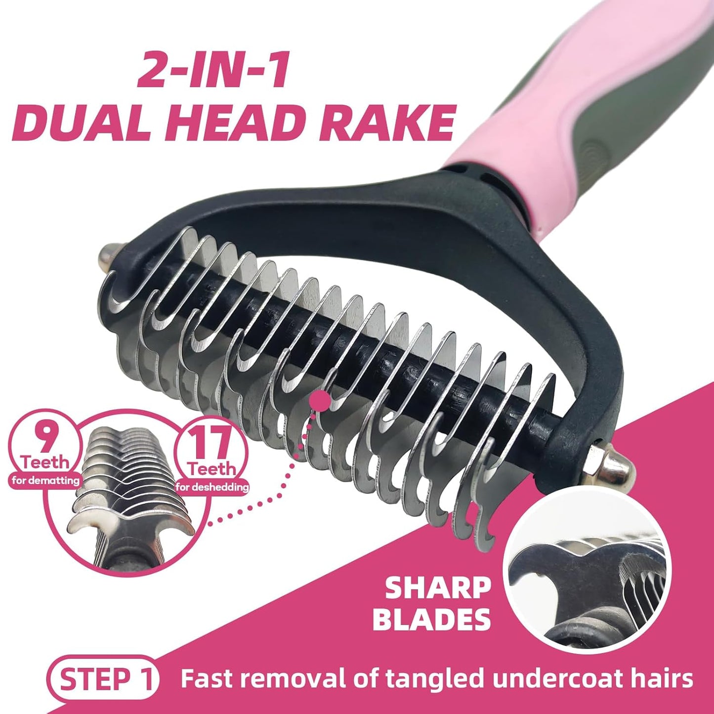 Dog Brush for Shedding,7 PCS Pet Grooming Brush Kit to De-fur & Hair Slicker Deshedding Brushes with Undercoat Rake Comb Bath Brush&Nail Clipper for Grooming Short Long Haired Dogs Cats Blue