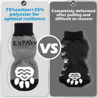 EXPAWLORER 6Pcs Anti-Slip Dog Socks to Prevent Licking Paws,Dog Shoes for Hot Pavement,Dog Booties Traction Control on Hardwood Floor,Boots & Paw Protectors, for Puppy Small Medium Large Senior Dogs