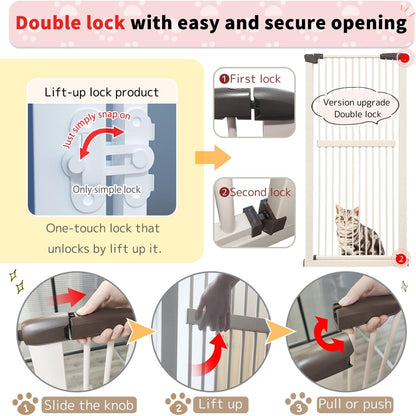 Lumizone Extra Tall Cat Gate 61.02" High Pressure Mounted Extra Wide 30.12"-34.05" (17Sizes) 1.37" Gap No Drilling Auto-Close Tall Pet Gate for Dogs (Black, 30.12"-34.05" W)