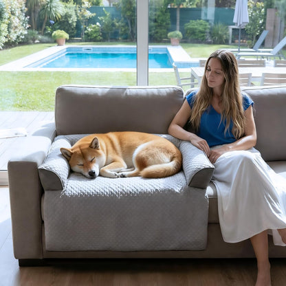Calming Dog Bed Fluffy Plush Dog Mat for Furniture Protector with Removable Washable Cover for Large Medium Small Dogs and Cats (Large, Light Grey)