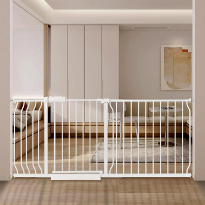 Extra Wide Baby Gate with Door Pressure Mounted 57.48-62.20 Inch,Child Baby Gates for Doorways No Drilling,Walk Through Dog Gate Indoor for The House Kitchen Stairs,White