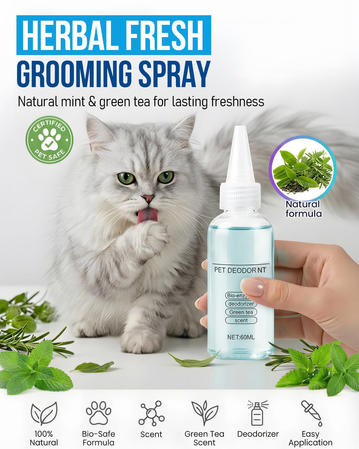 Dog Brush for Shedding & Cat Brush for Shedding, Deshedding Tool with Anti-Static Mist, Gentle Undercoat Remover, Pet Hair Remover, Self Cleaning, No Flying Fur