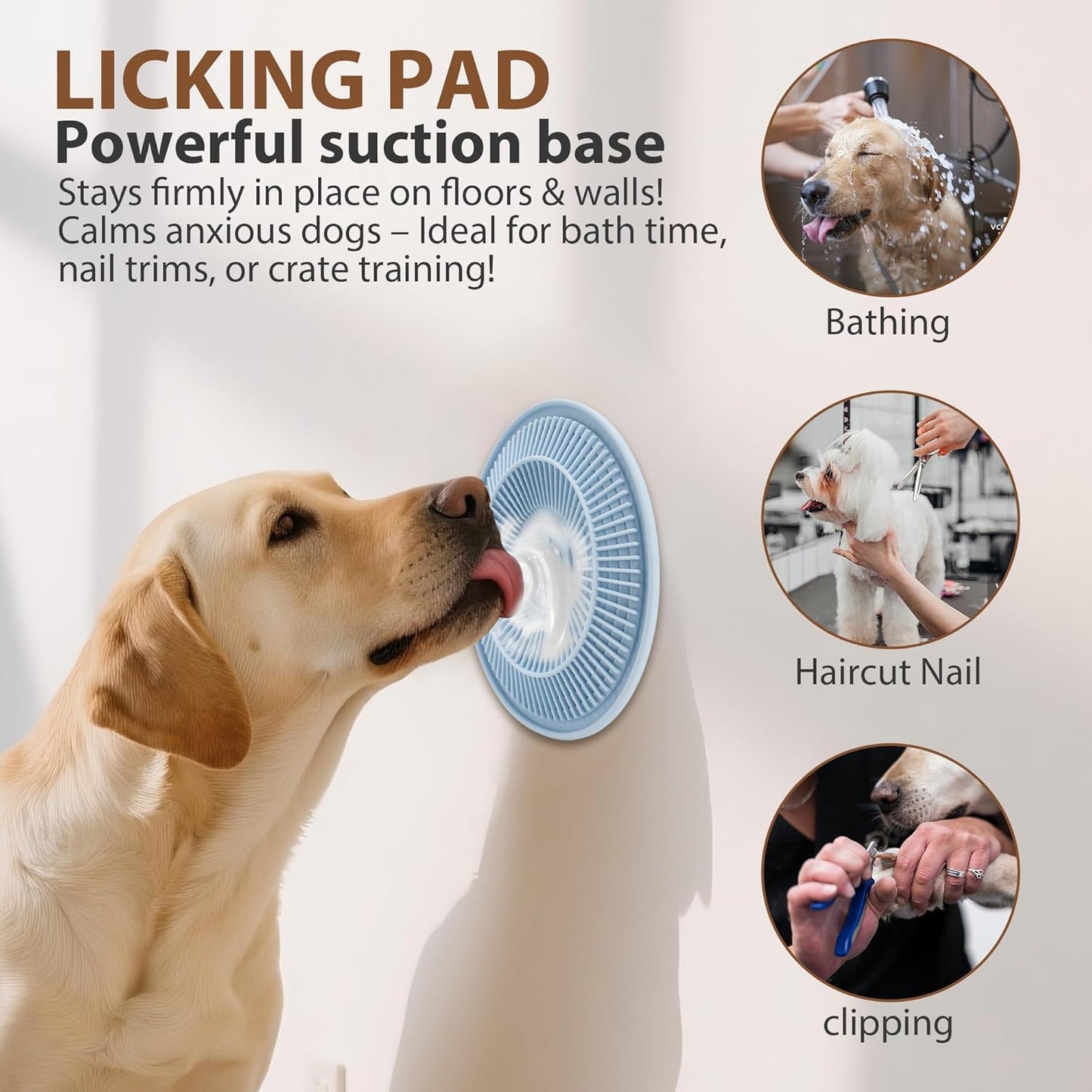 Lick Mat for Dogs and Cats, Slow Feeder Mats with Suction Cups - Bathing, Grooming and Training, Anxiety Relief Feeding Pad,Dishwasher-Safe Yellow