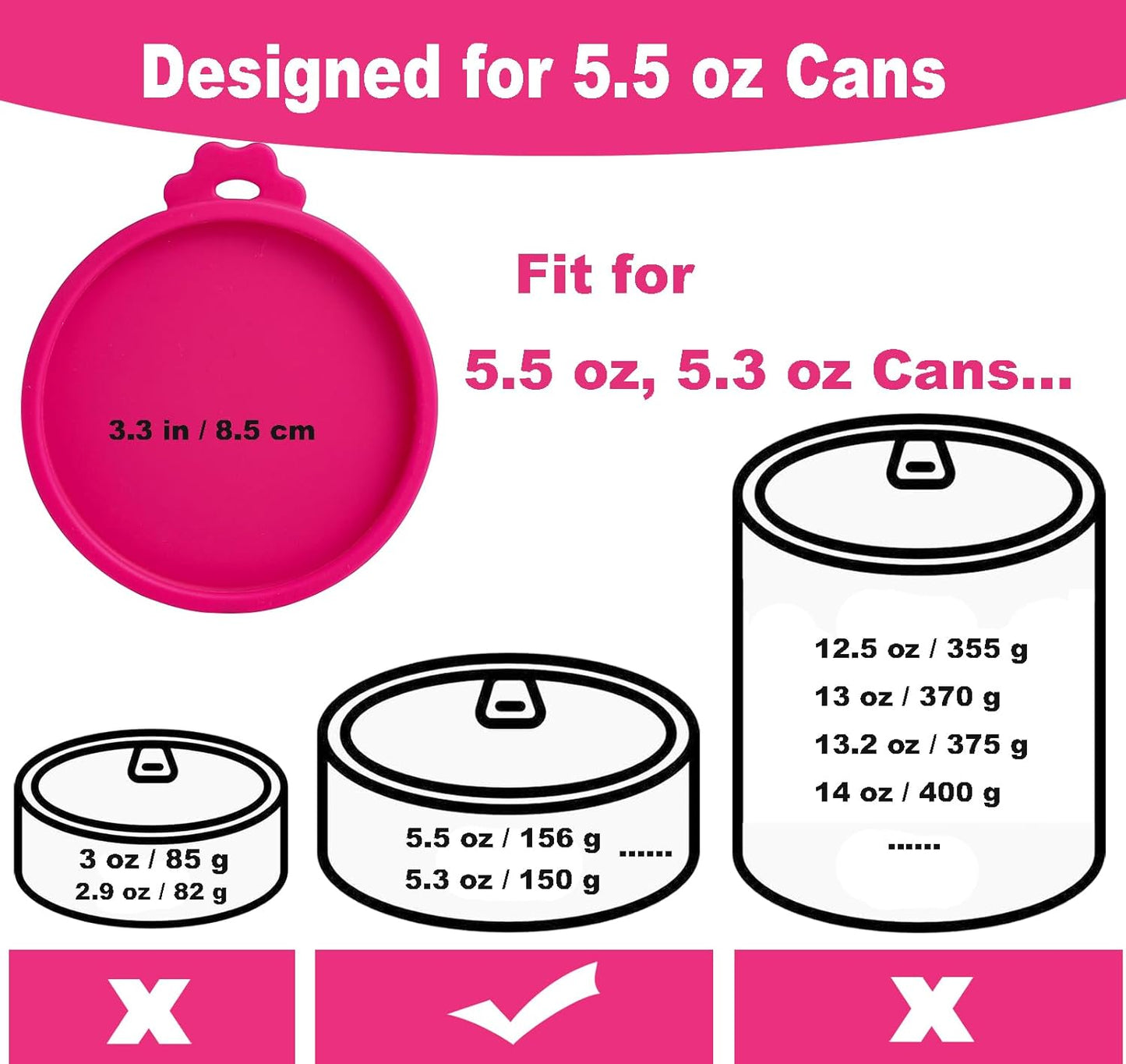 COMTIM Cat Food Can Covers Lids for 5.5 oz Cans, 2 Pack Silicone Cat Food Can Lids for 5.5 oz 5.3 oz Cans...Pet Food Can Covers Reusable Can Toppers Savers for Wet Food