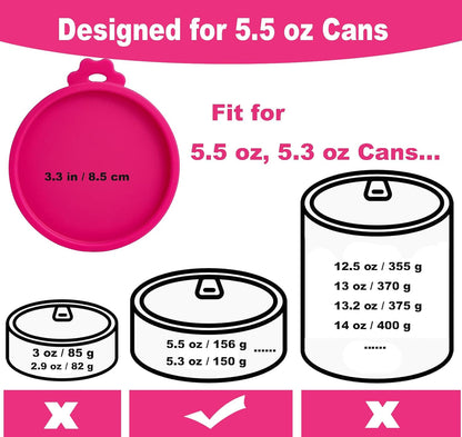 COMTIM Cat Food Can Covers Lids for 5.5 oz Cans, 2 Pack Silicone Cat Food Can Lids for 5.5 oz 5.3 oz Cans...Pet Food Can Covers Reusable Can Toppers Savers for Wet Food