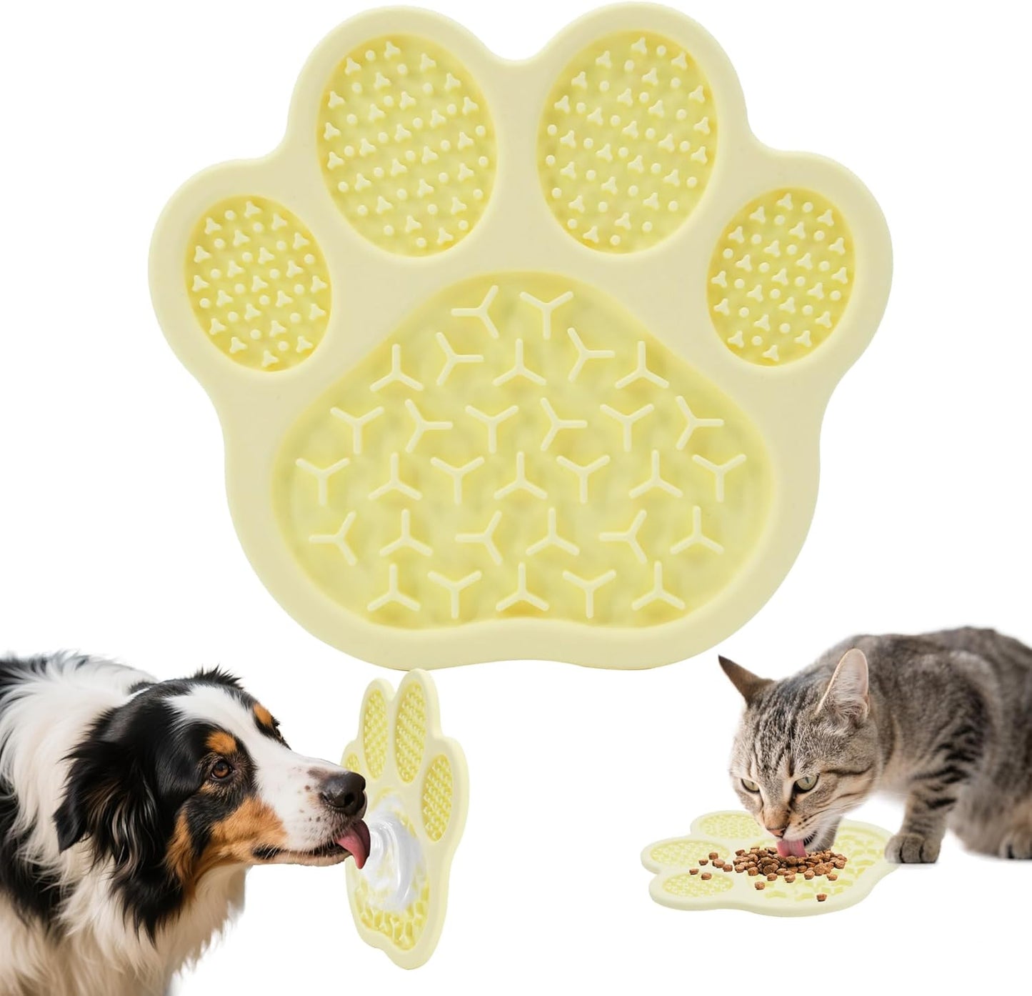 Lick Mat for Dogs and Cats, Slow Feeder Mats with Suction Cups - Bathing, Grooming and Training, Anxiety Relief Feeding Pad,Dishwasher-Safe Yellow