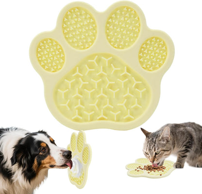 Lick Mat for Dogs and Cats, Slow Feeder Mats with Suction Cups - Bathing, Grooming and Training, Anxiety Relief Feeding Pad,Dishwasher-Safe Yellow