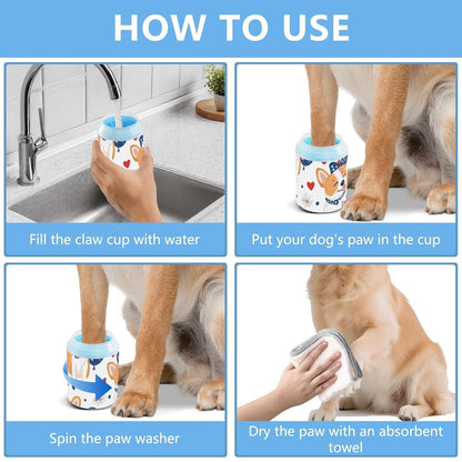 Dog Paw Cleaner Cups for Dogs Pet Foot Washer Paw Scrubber for Medium Small Dogs Cats Cleaning Cup Cute Yellow Fiesta Guitars Cacti and Ethnic Birds