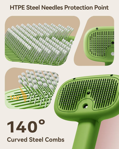 ROJECO 3-in-1 Pet Steam Brush for Cats&Dogs - Detangling Comb with Adjustable Mist, Handheld Deshedding Grooming Tool for Long/Short Hair, Massage Brush & Shedding Control Gift,Cordless,Pink