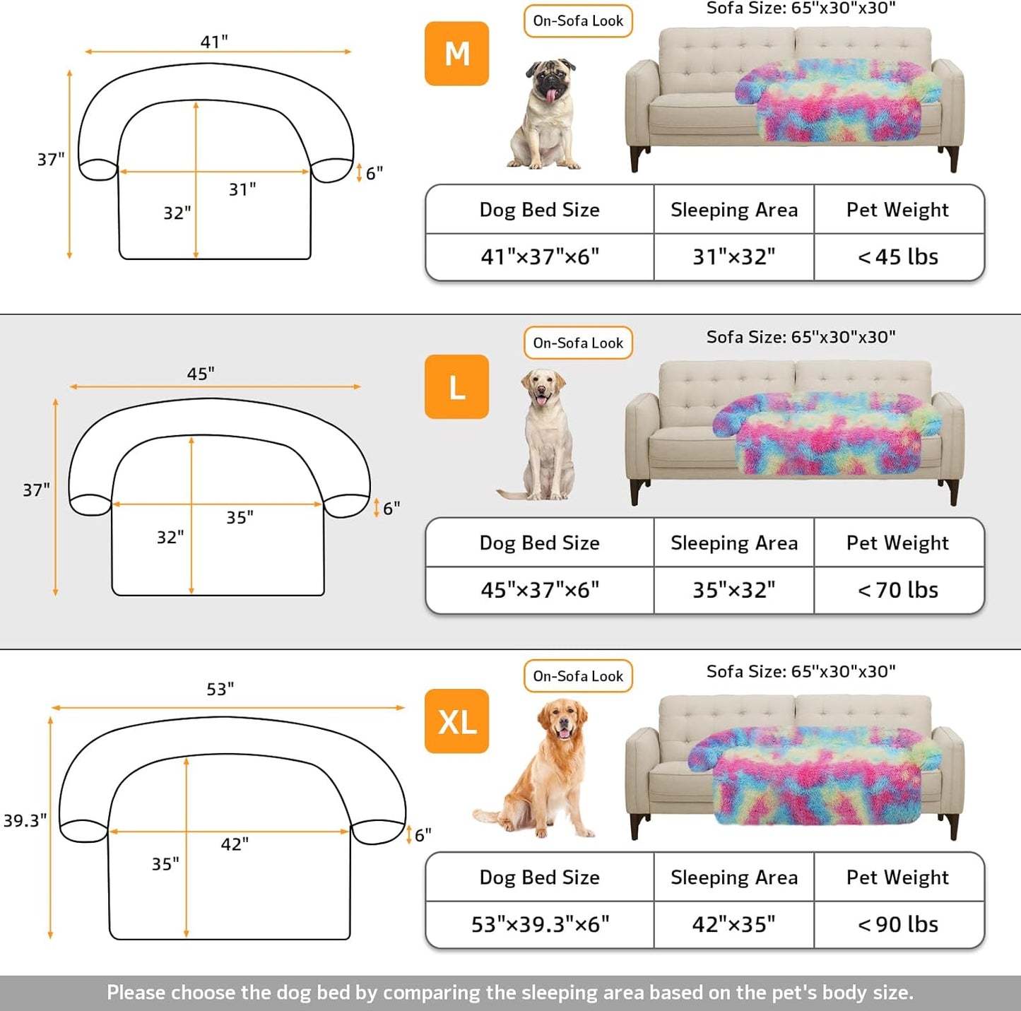 Calming Dog Bed Fluffy Plush Dog Mat for Furniture Protector with Removable Washable Cover for Large Medium Small Dogs and Cats (Large, Light Grey)